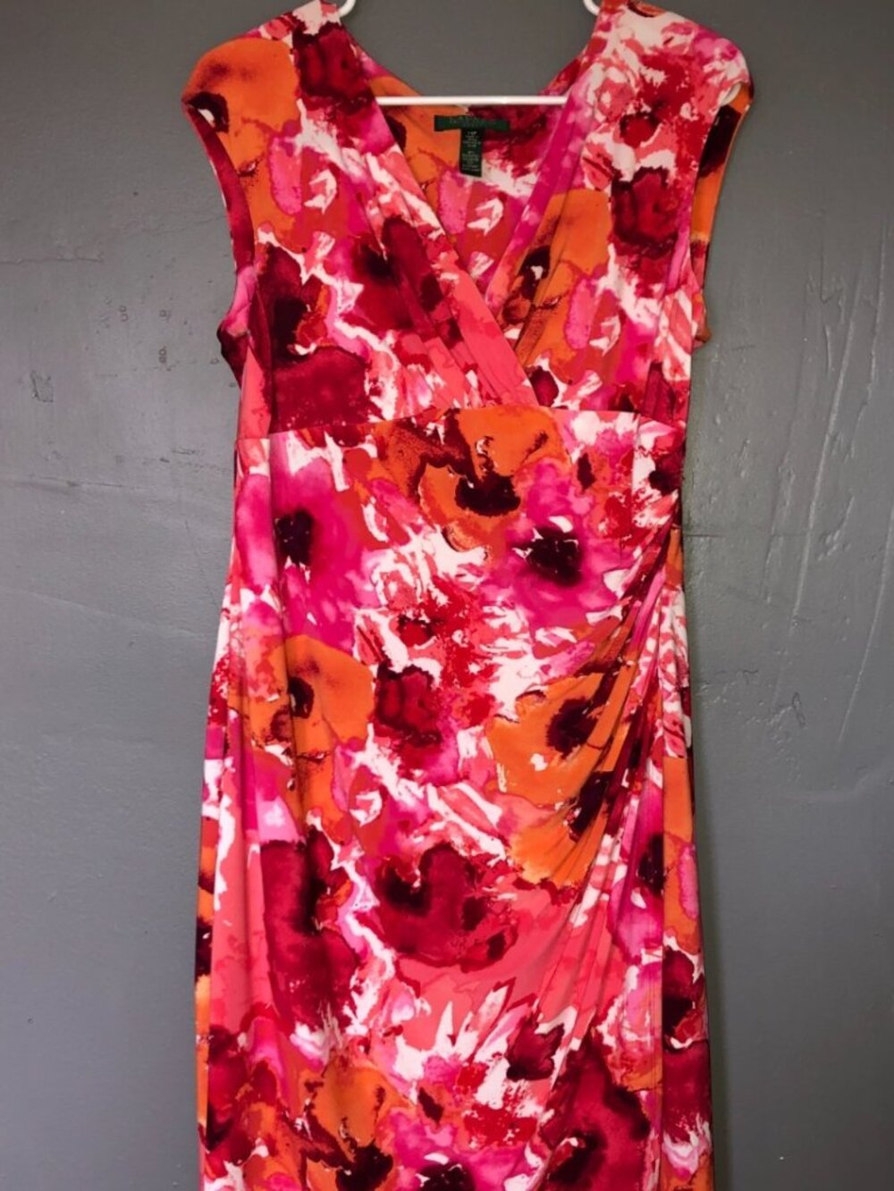 Elegant Summer Lauren Ralph Lauren Floral Faux-Wrap Dress Curve Confidence 14P